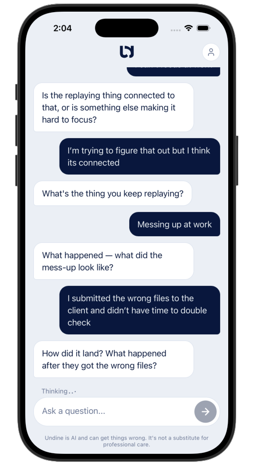 Undine chat conversation on a phone