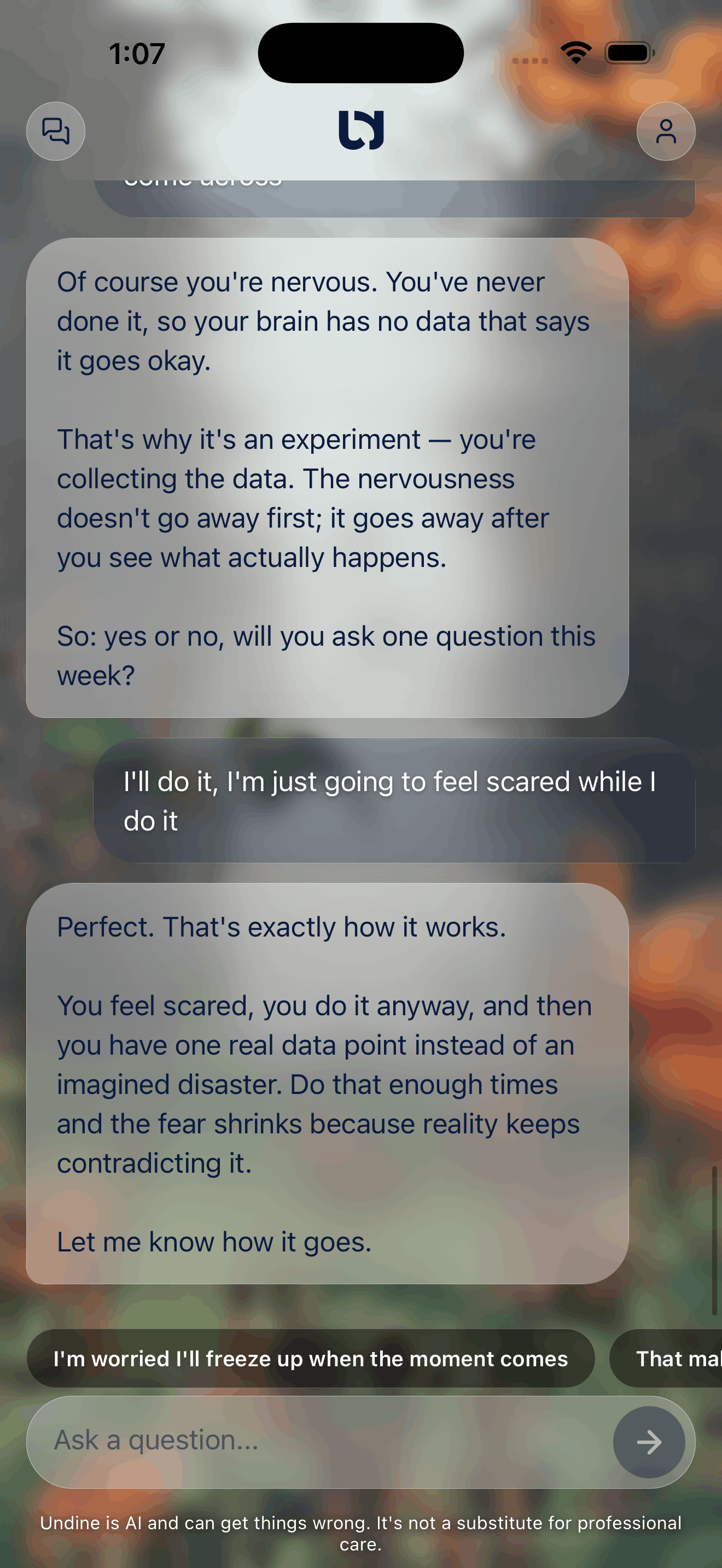 Undine helping rehearse what to say before a hard conversation